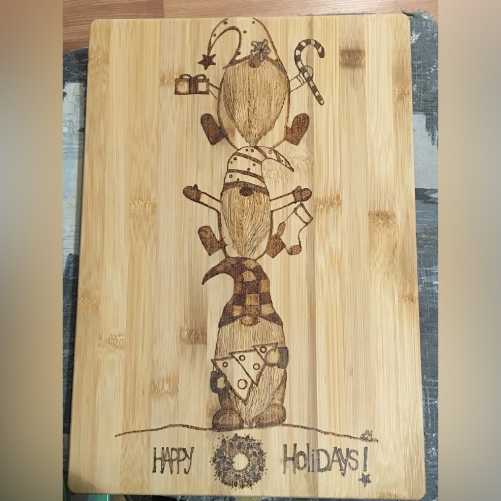 Holiday Gnome Bamboo Cutting Board